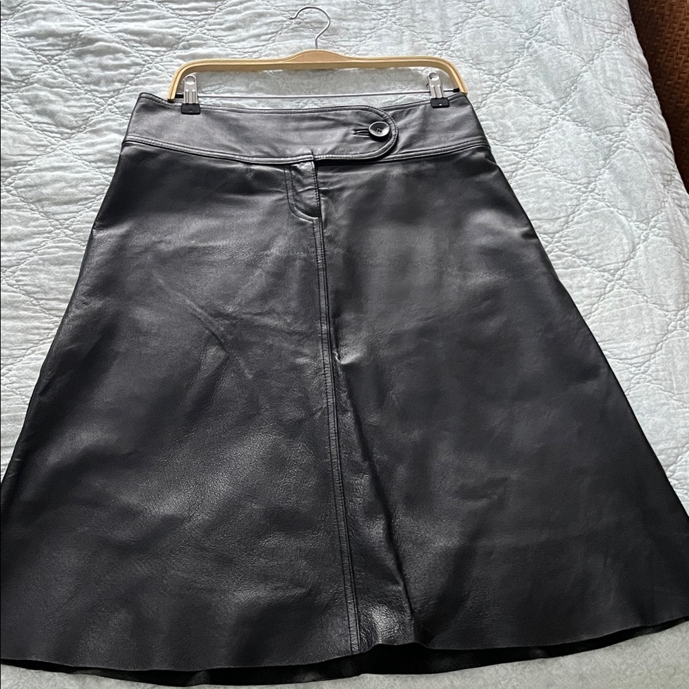 H&M Black A-Line Leather Skirt